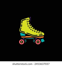 Original vector illustration. A contour icon. Vintage roller skates. Hand drawn, not AI