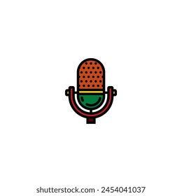 Ilustración vectorial original. Icono de contorno de un micrófono de estudio retro. Dibujado a mano, no AI