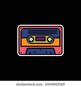 Original vector illustration. The contour icon of a retro audio cassette. Hand drawn, not AI