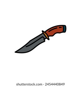 Original vector illustration. Contour icon of a camping knife. Hand drawn, not AI
