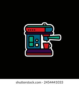 Original vector illustration. The contour icon of the coffee machine. Hand drawn, not AI
