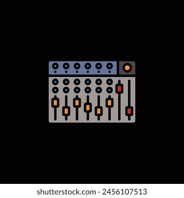 Original vector illustration. The contour icon of the music mixing console. Hand drawn, not AI