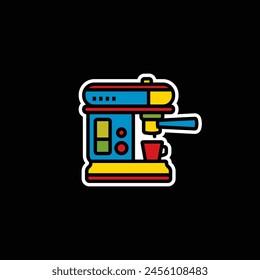 Original vector illustration. The contour icon of the coffee machine. Hand drawn, not AI
