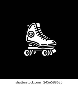 Original vector illustration. A contour icon. Vintage roller skates. Hand drawn, not AI