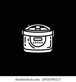 Original vector illustration. A contour icon. An electrical appliance designed for heat treatment of food. Multicooker. Hand drawn, not AI