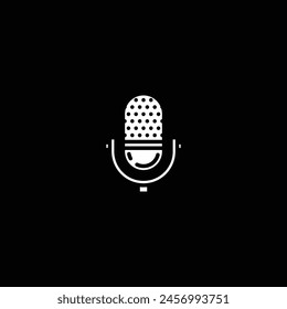 Original vector illustration. The contour icon of a retro studio microphone. Hand drawn, not AI
