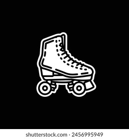 Original vector illustration. A contour icon. Vintage roller skates. Hand drawn, not AI