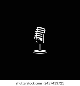 Original vector illustration. The contour icon of a retro studio microphone. Hand drawn, not AI