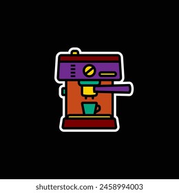 Original vector illustration. The contour icon of the coffee machine. Hand drawn, not AI