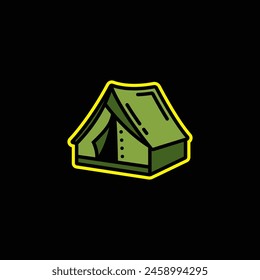 Original vector illustration. Contour icon of a camping tent. Hand drawn, not AI