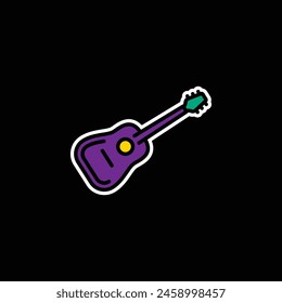 Original vector illustration. The contour icon of an acoustic guitar. Hand drawn, not AI
