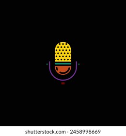 Original vector illustration. The contour icon of a retro studio microphone. Hand drawn, not AI