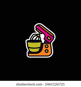 Original vector illustration. A contour icon.  An element of household appliances for cooking. Kitchen mixer. Hand drawn, not AI