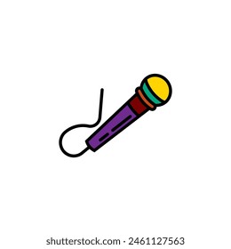 Original vector illustration. The contour icon of the pop microphone. Hand drawn, not AI