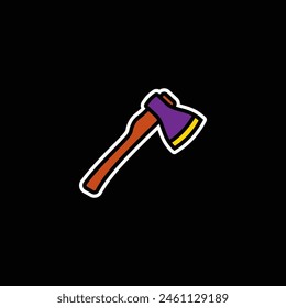 Original vector illustration. The contour icon of a hiking hatchet. Hand drawn, not AI