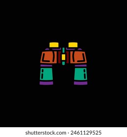 Original vector illustration. The contour icon of the field binoculars. Hand drawn, not AI
