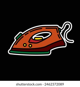 Ilustración vectorial original. Un icono de contorno. Un elemento de electrodomésticos para suavizar las arrugas y arrugas en la ropa. La plancha es eléctrica. Dibujado a mano, no AI