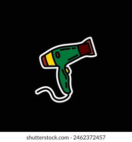 Original vector illustration. A contour icon. An electric appliance designed for drying hair. Hair dryer. Hand drawn, not AI
