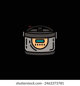 Original vector illustration. A contour icon. An electrical appliance designed for heat treatment of food. Multicooker. Hand drawn, not AI