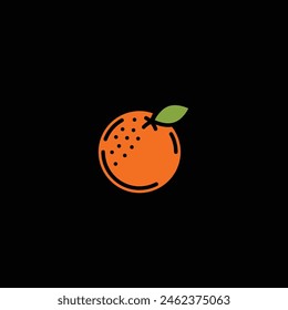 Original vector illustration. Contour icon of a ripe orange. Hand drawn, not AI