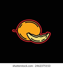 Original vector illustration. Contour icon of a ripe melon. Hand drawn, not AI