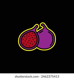 Ilustración vectorial original. Icono de contorno de higos maduros. Dibujado a mano, no AI