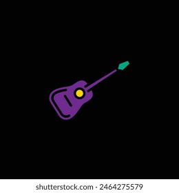 Ursprüngliche Vektorillustration. Die Konturikone einer akustischen Gitarre. Handgezeichnet, keine KI