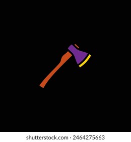 Original vector illustration. The contour icon of a hiking hatchet. Hand drawn, not AI