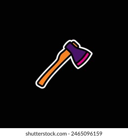 Original vector illustration. The contour icon of a hiking hatchet. Hand drawn, not AI