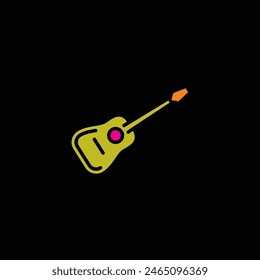 Original vector illustration. The contour icon of an acoustic guitar. Hand drawn, not AI