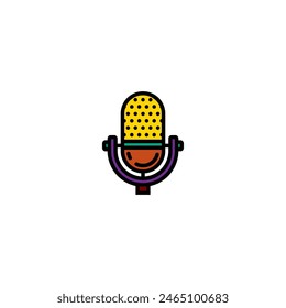 Original vector illustration. The contour icon of a retro studio microphone. Hand drawn, not AI