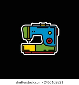 Original vector illustration. Contour icon of an electric sewing machine. Hand drawn, not AI