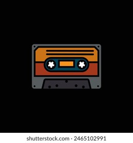 Original vector illustration. The contour icon of a retro audio cassette. Hand drawn, not AI