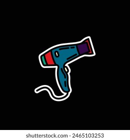 Original vector illustration. A contour icon. An electric appliance designed for drying hair. Hair dryer. Hand drawn, not AI