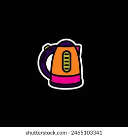 Original vector illustration. A contour icon.  An element of household appliances for making tea. Kitchen electric kettle. Hand drawn, not AI