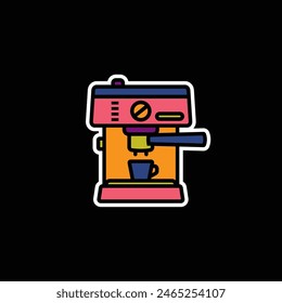 Original vector illustration. The contour icon of the coffee machine. Hand drawn, not AI