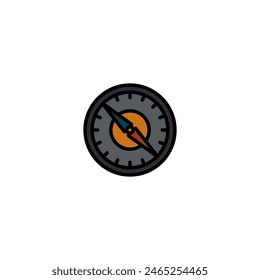 Original vector illustration. The contour icon is a hiking compass. Hand drawn, not AI