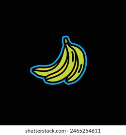 Original vector illustration. Contour icon of ripe bananas. Hand drawn, not AI