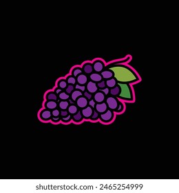 Original vector illustration. Contour icon of ripe grapes. Hand drawn, not AI
