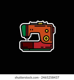Original vector illustration. Contour icon of an electric sewing machine. Hand drawn, not AI