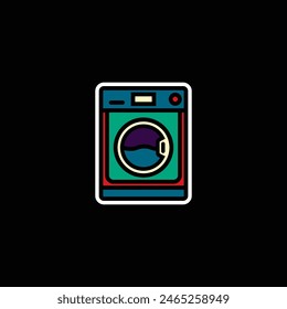 Original vector illustration. A contour icon. Electrical appliance, washing machine. Washer. Hand drawn, not AI