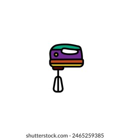 Ilustración vectorial original. Un icono de contorno.  Un elemento de electrodomésticos para cocinar. Mezclador de cocina. Dibujado a mano, no AI