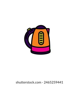 Original vector illustration. A contour icon.  An element of household appliances for making tea. Kitchen electric kettle. Hand drawn, not AI