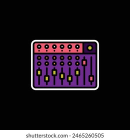 Original vector illustration. The contour icon of the music mixing console. Hand drawn, not AI