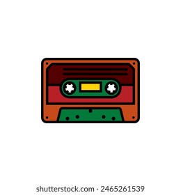 Original vector illustration. The contour icon of a retro audio cassette. Hand drawn, not AI