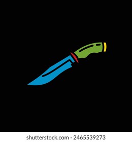 Ilustración vectorial original. Icono de contorno de un cuchillo de camping. Dibujado a mano, no AI