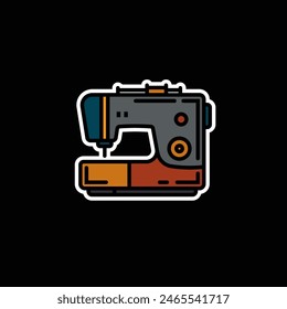 Ilustración vectorial original. Icono de contorno de una máquina de coser eléctrica. Dibujado a mano, no AI
