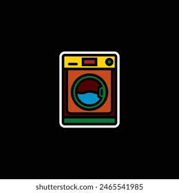 Ursprüngliche Vektorillustration. Ein Kontursymbol. Elektrogerät, Waschmaschine. Unterlegscheibe. Handgezeichnet, keine KI