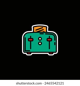 Original vector illustration. A contour icon. An electric appliance designed for fast toasting of flat pieces of bread. The toaster. Hand drawn, not AI