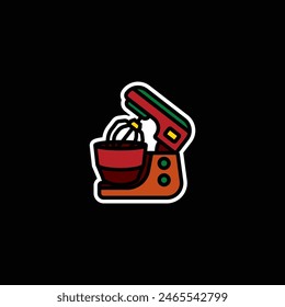 Ilustración vectorial original. Un icono de contorno.  Un elemento de electrodomésticos para cocinar. Mezclador de cocina. Dibujado a mano, no AI